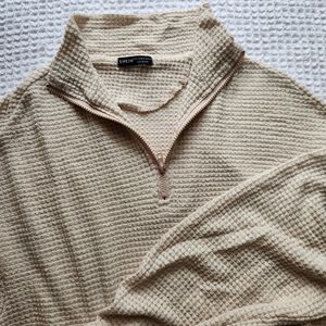 cream cropped half zip